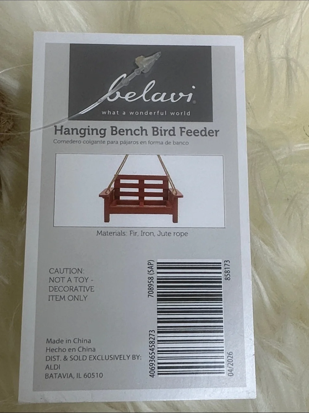 🆕NWT Belavi Rust Red Hanging Bench Bird Feeder